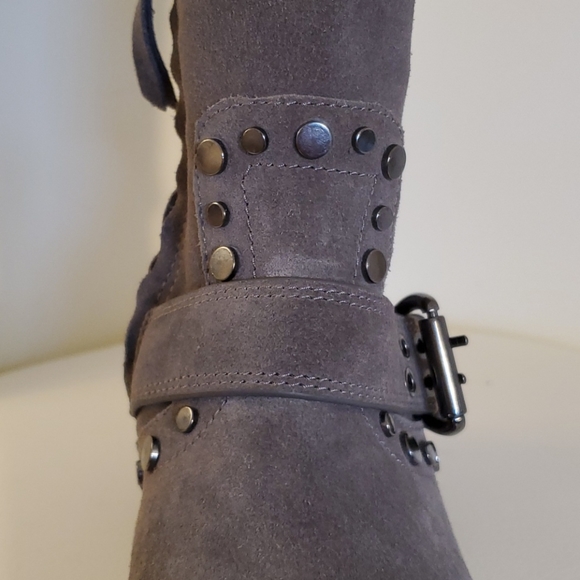 Sam Edelman Deyrn Stud Moto Gray Suede Boots - Picture 8 of 15